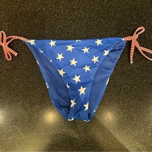 Calzedonia Blue Star Bikini Bottom with Red Striped Ties